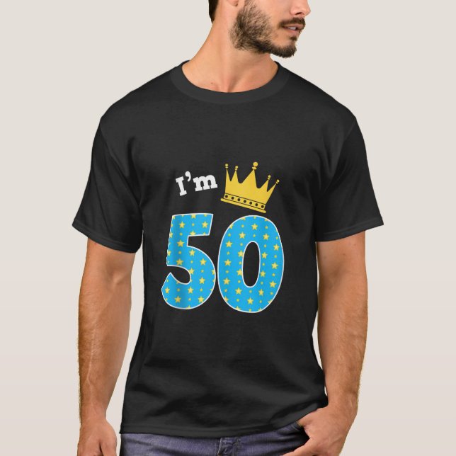Camiseta Eu tenho 50º aniversário, Tema Rei Cuto, 50 anos,  (Frente)