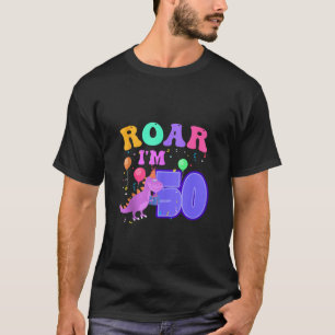 Camiseta Eu tenho 50 anos, aniversário, moça de dinossauro,