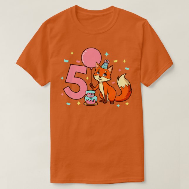 Camiseta Eu tenho 5 anos com raposas de aniversário de 5 an (Frente do Design)