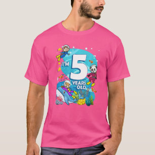 Camiseta Eu tenho 5 anos Ocean Scuba Diver Land Animal Bir