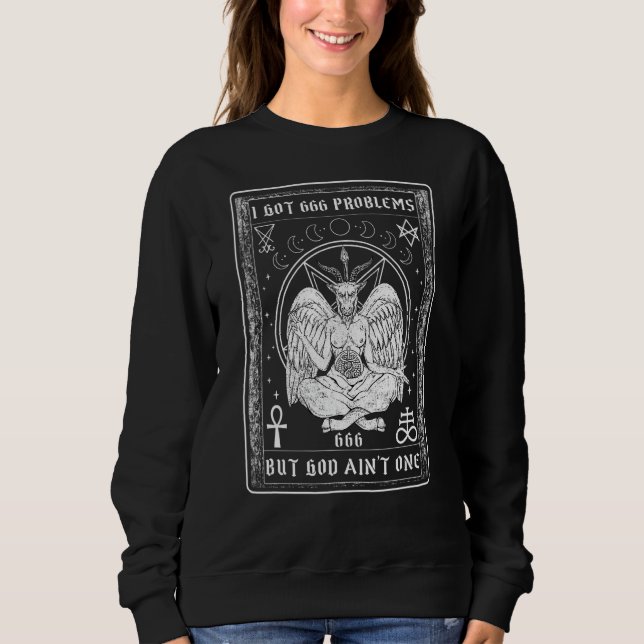 Camiseta Eu Tenho 666 Problemas Eu Sou Gótico Baphomet Sata (Frente)
