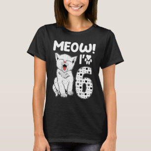 Camiseta Eu tenho 6 anos, garota 6 de aniversário, gato doc