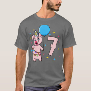 Camiseta Eu tenho 7 anos com aniversário de criança de porc
