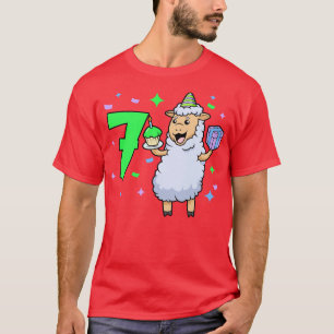 Camiseta Eu tenho 7 anos com uma menina de ovelha de 7 anos