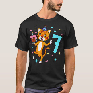 Camiseta Eu tenho 7 anos de idade com tigre