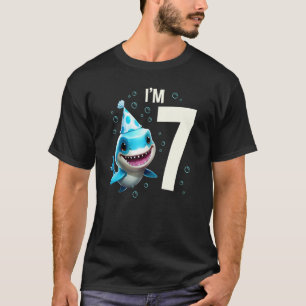 Camiseta Eu tenho 7 anos de idade Cute Shark Fish Criança M