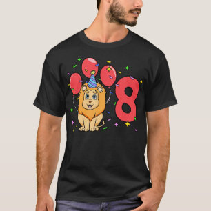 Camiseta Eu tenho 8 anos com aniversário de criança de leão