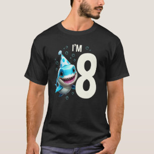Camiseta Eu Tenho 8 Anos de Idade Cute Tubarão Peixe Crianç