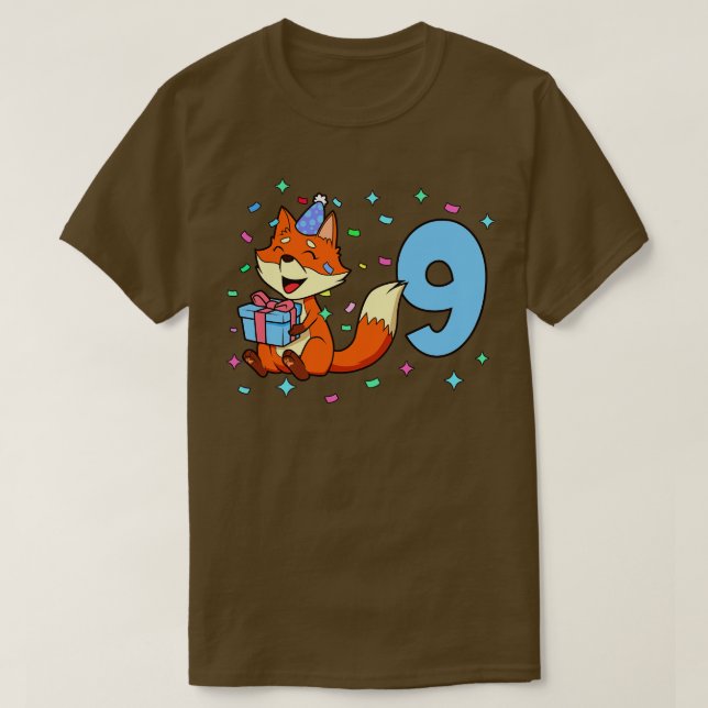 Camiseta Eu tenho 9 anos de idade com raposas (Frente do Design)