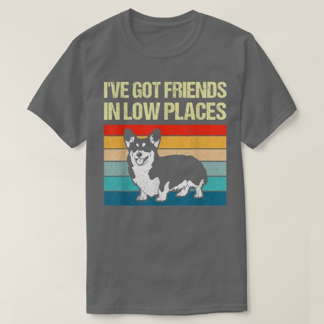 Camiseta Eu Tenho Amigos Em Baixo Lugares Corgi Welsh Dog L (Frente do Design)