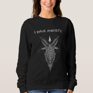 Camiseta Eu Tenho Ansiedade Eu Cabeça de Bode Baphomet Sata