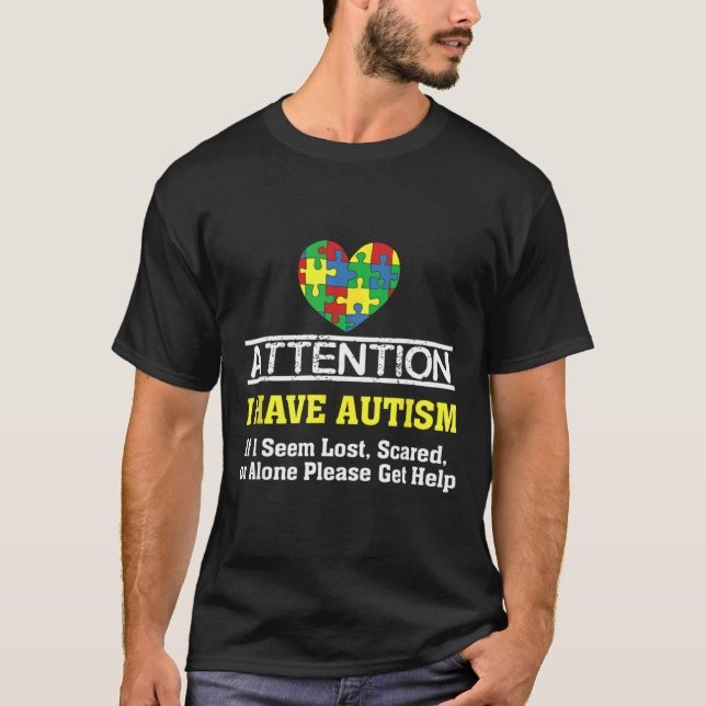 Camiseta Eu Tenho consciência de autismo Quebra-cabeça do A (Frente)