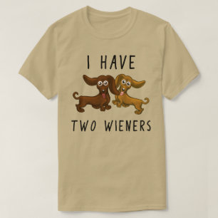 Camiseta Eu tenho dois wieners, dachshund engraçado