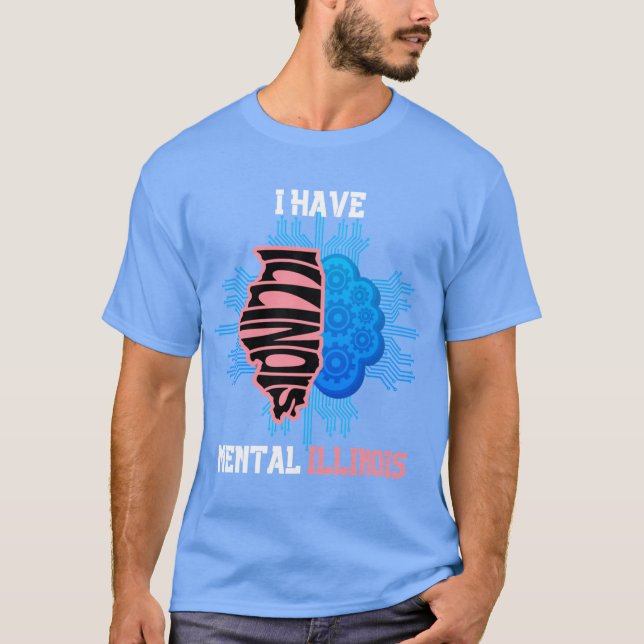 Camiseta eu tenho mental illinois fofo illinois (Frente)