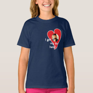 Camiseta Eu tenho meu pai aqui! Personalizar Foto - Escuro