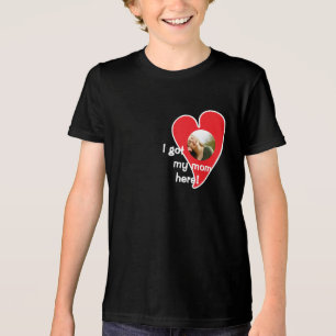 Camiseta Eu tenho minha mãe aqui! Personalizar Foto - Escur