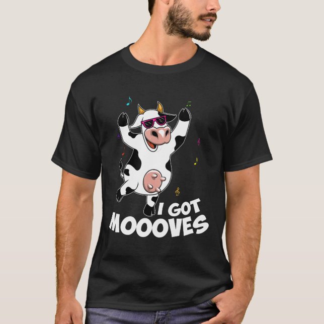 Camiseta Eu Tenho Movimentos Vaca Cantando E Dançando (Frente)