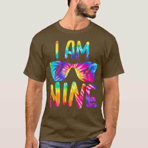 Camiseta Eu Tenho Nove Anos Tie Dye Feliz Aniversário Garot