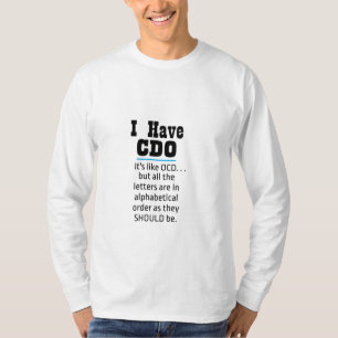 Camiseta Eu tenho o CDO preto Engraçado Humor de TOC