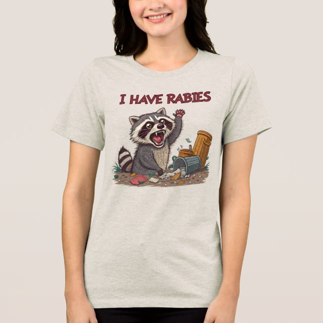 Camiseta Eu Tenho Rabies Raccoon Humor (Frente)