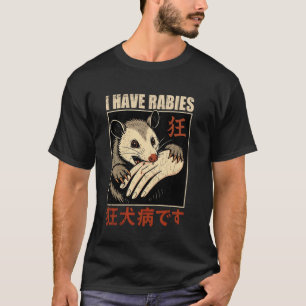 Camiseta Eu Tenho Ratos Opossum Com Raiva Mordendo a Mão