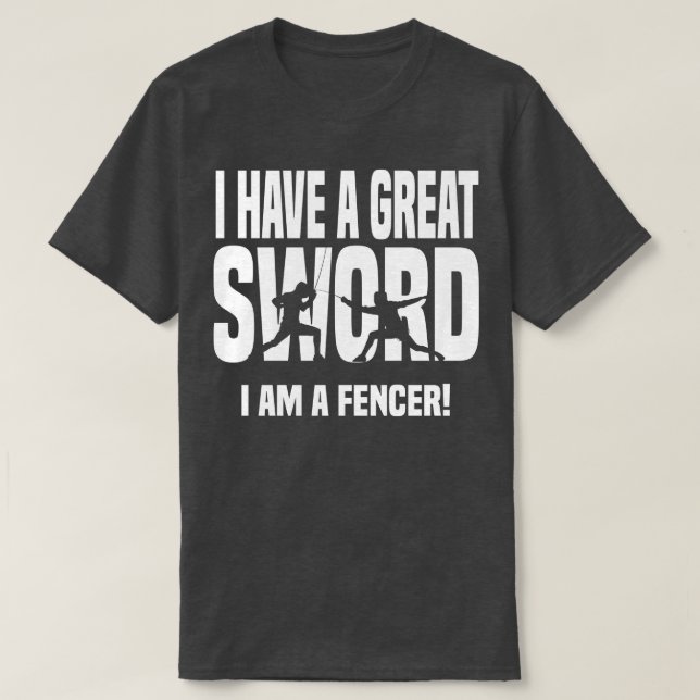 Camiseta Eu tenho um excelente de espada branca (Frente do Design)