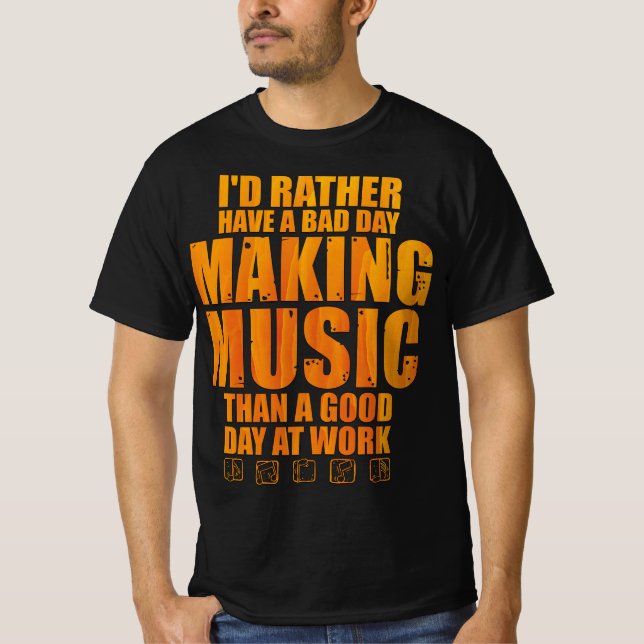 Camiseta Eu teria Preferencialmentes de mau dia com música  (Frente)