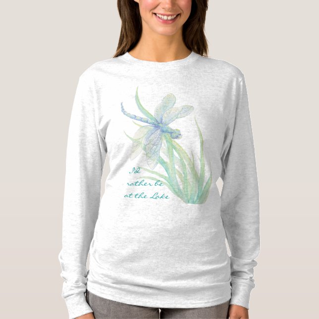 Camiseta "Eu teria Preferencialmentes no lago Watercolor Dr (Frente)