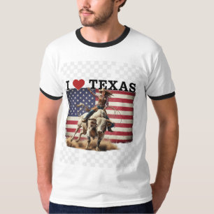 Camiseta Eu ❤️ TEXAS – Espírito de Rodeio & Patriotismo