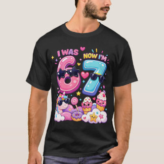 Camiseta Eu tinha 6 anos agora eu tenho 7 Arco-íris Unicórn