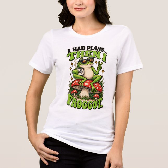 Camiseta Eu Tinha Planos Então Eu Esqueci Sapo Bonito e Div (Frente)