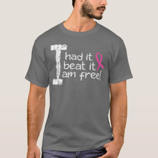 Camiseta Eu Tive Que Bater Que Eu Sou Livre De Fita Rosa Ca