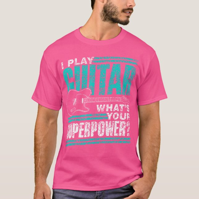 Camiseta Eu Toco Guitarra Qual é Seu Superpoder Guitarrista (Frente)