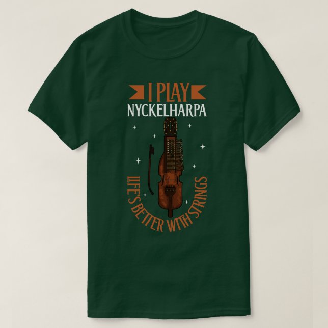 Camiseta Eu toco Nyckelharpa (Frente do Design)