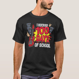 Camiseta Eu Toquei 100 Dias De Escola Amante De Guitarra Mú