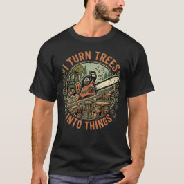 Camiseta Eu Torno Árvores Úteis Humor de Marceneiro