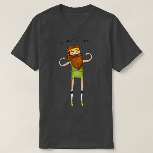Camiseta Eu trabalho barba hipster cara (Frente do Design)