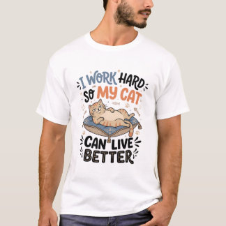 Camiseta Eu trabalho duro para que meu gato possa viver mel