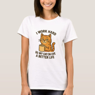 Camiseta Eu trabalho duro para que meu gato possa viver uma