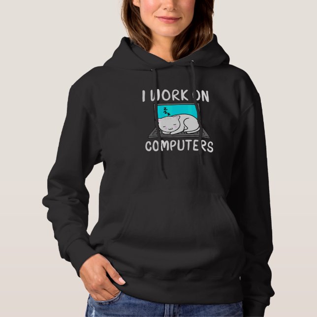 Camiseta Eu Trabalho Em Computadores Cat - Estados De Acess (Frente)