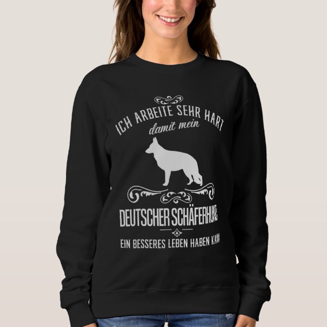 Camiseta Eu trabalho muito German shepherd (Frente)