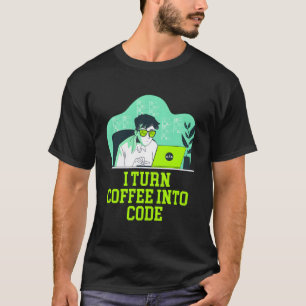 Camiseta Eu Transformo Café Em Código Estilo de Vida Técnic