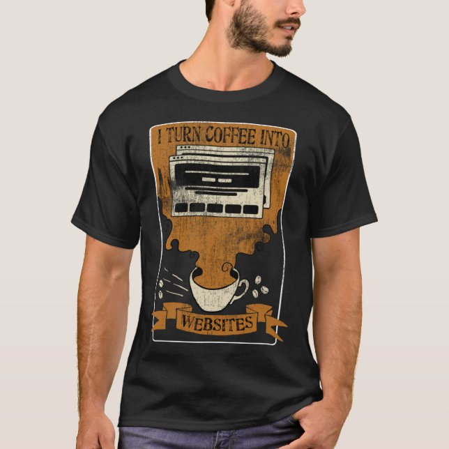 Camiseta Eu Transformo Café Em Sites Desenvolvedor Front En (Frente)