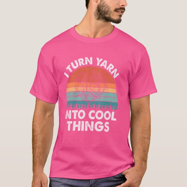 Camiseta Eu Transformo Fio Em Coisas Legais Crochê Retrô Tr (Frente)