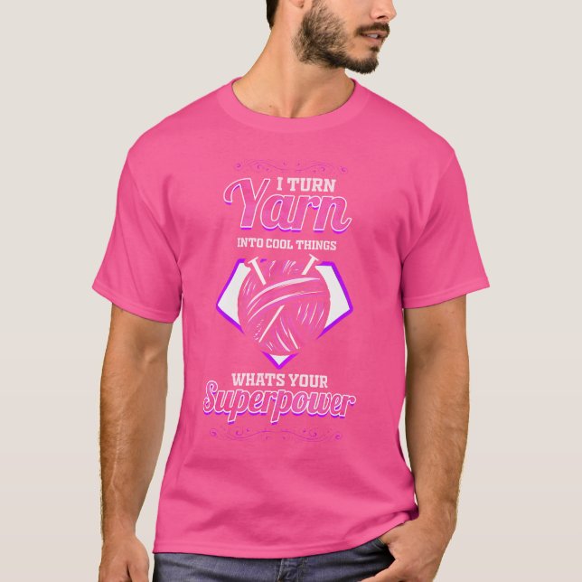 Camiseta Eu Transformo Fio em Coisas Legais - Tricô Diverti (Frente)