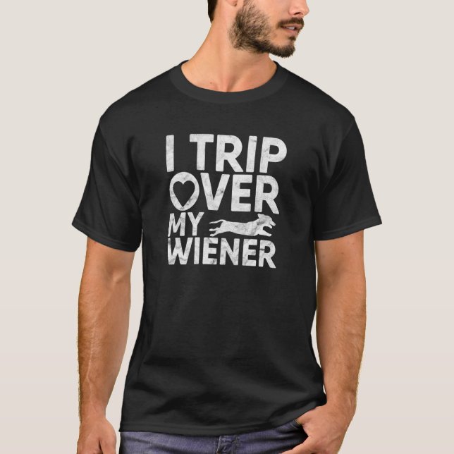Camiseta Eu tropecei no meu galinheiro, Dachshund, Presente (Frente)