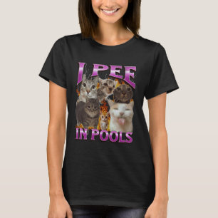 Camiseta Eu Urino Em Piscinas Piada de Gato Meme Bootleg Gr