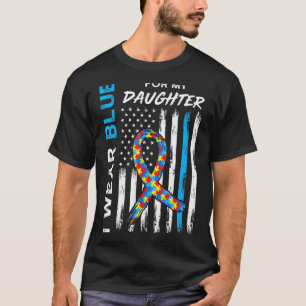 Camiseta Eu Uso Azul Fita do Laço da Bandeira Americana da