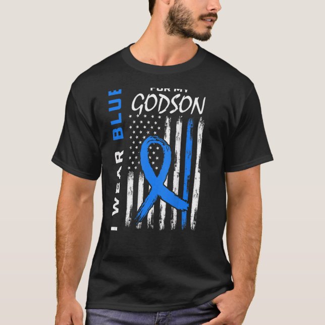 Camiseta Eu Uso Azul Para a Bandeira de Conscientização sob (Frente)