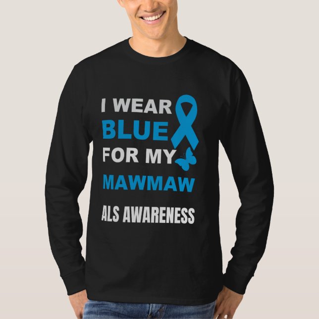 CAMISETA EU USO AZUL PARA A CONSCIENTIZAÇÃO DA ALS DA MINHA (Frente)